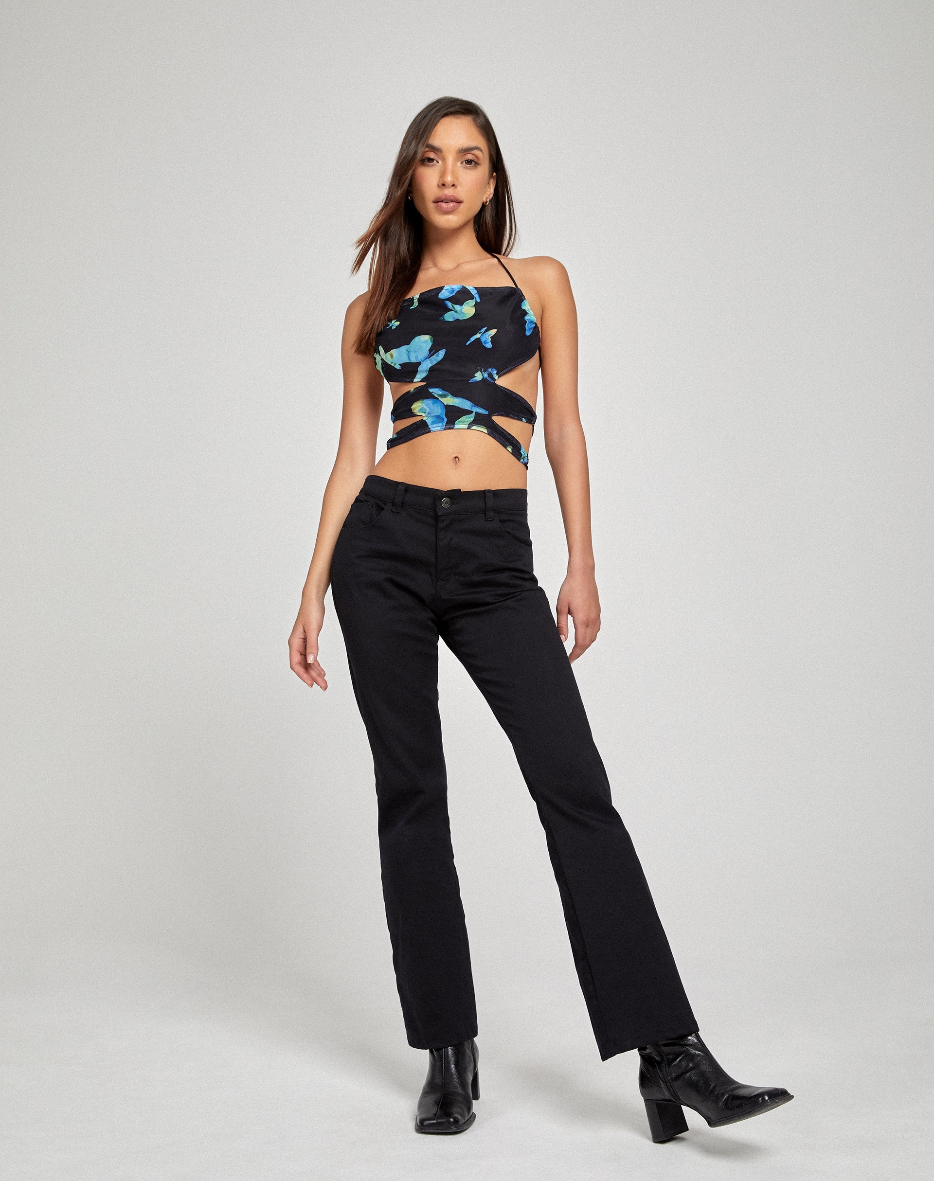 imagen de Ersa Cutout Top en Butterfly Watercolour Black