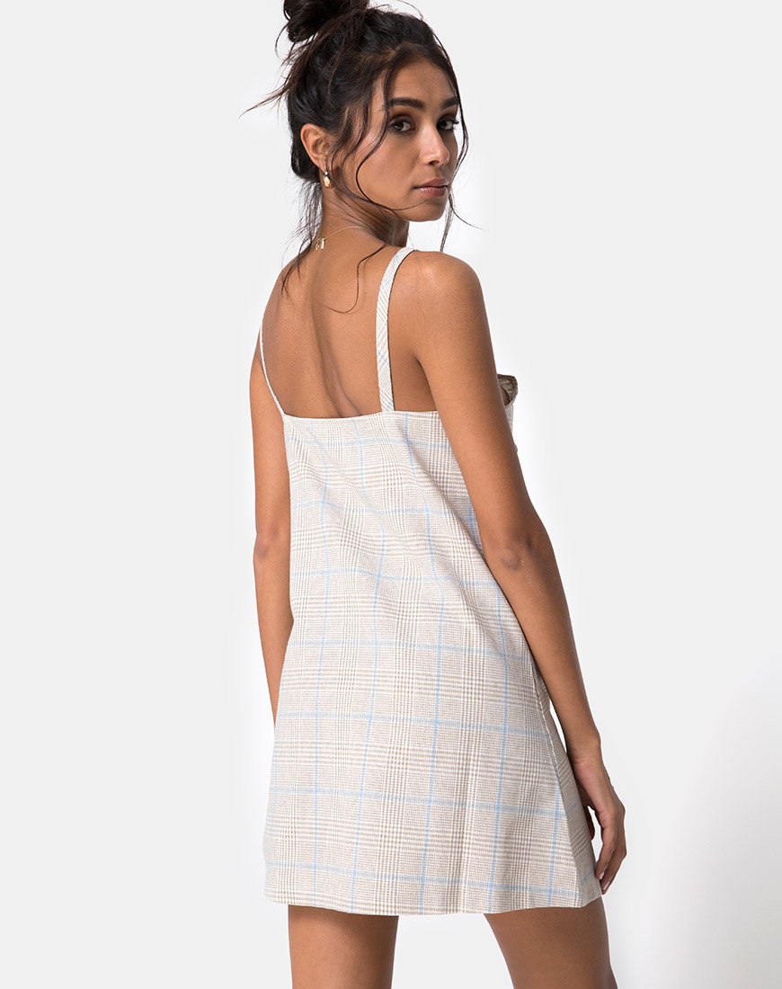 Imagen de Esana Slip Dress in Tonal Plaid Almond