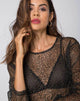 Imagen de Ether Top de manga larga en red Glitter Animal Negro