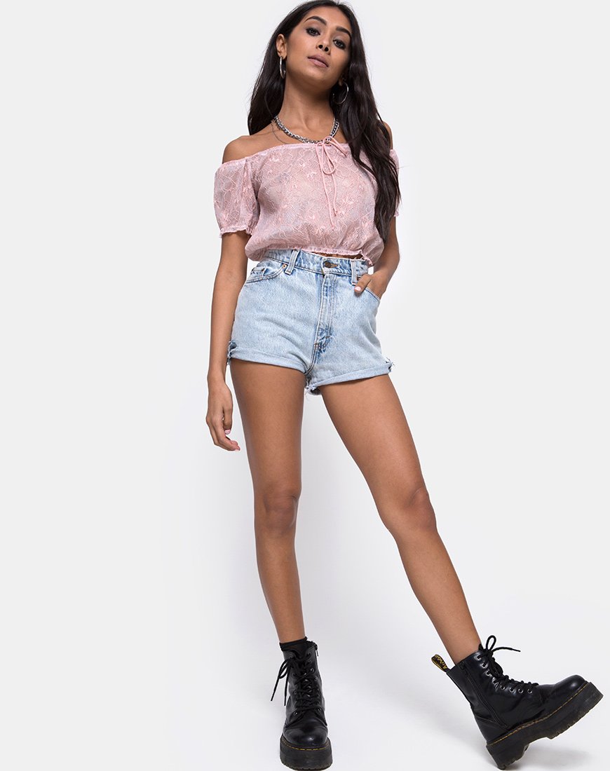 Imagen de Eva Crop Top en encaje rosa