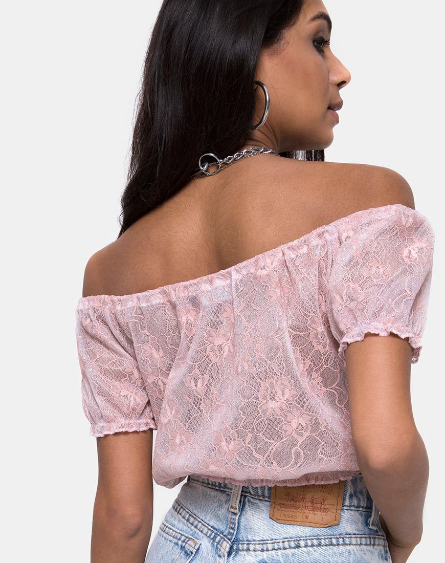 Top Eva de encaje rosa