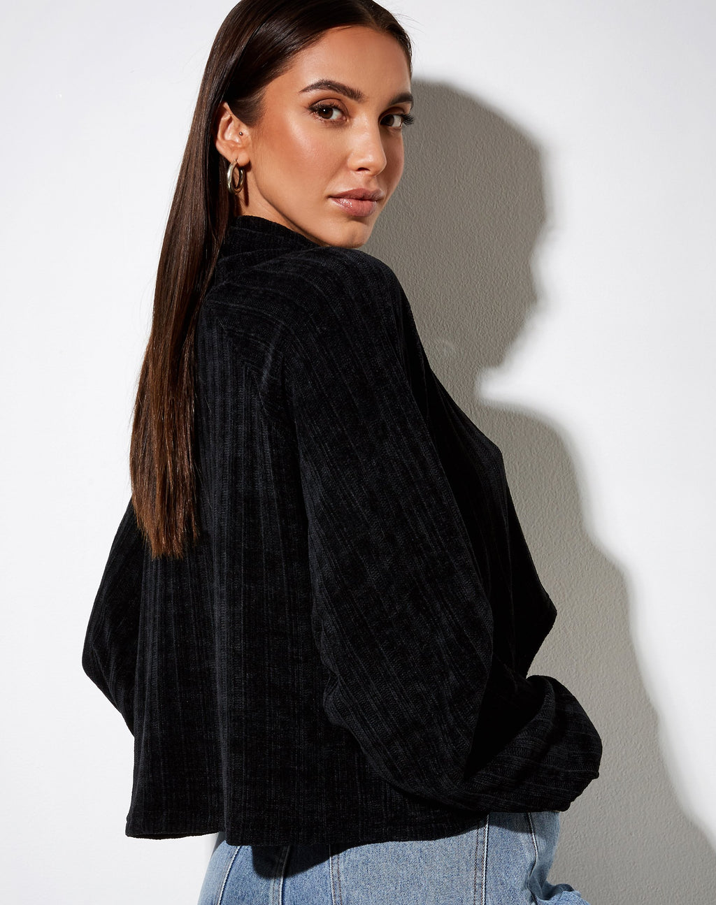 Jersey corto Evie de chenilla negro