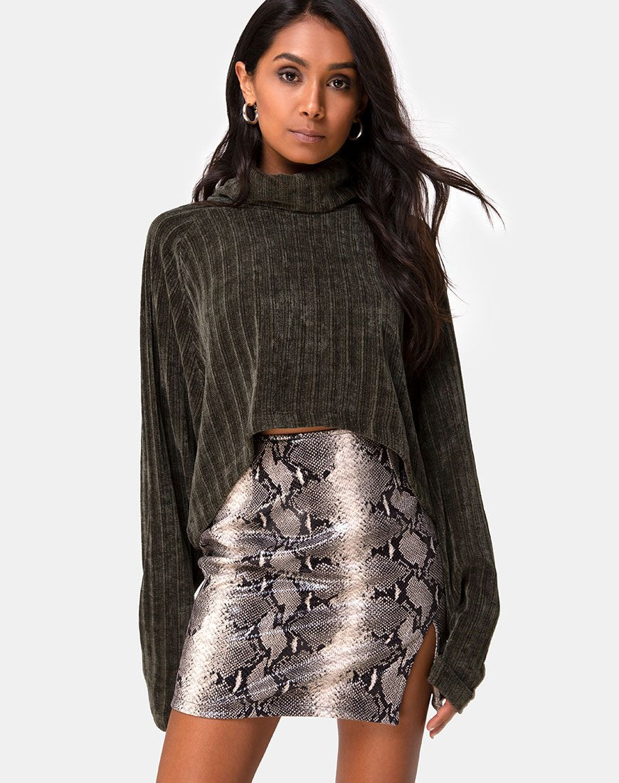 Imagen de Evie Cropped Sweater en chenilla caqui