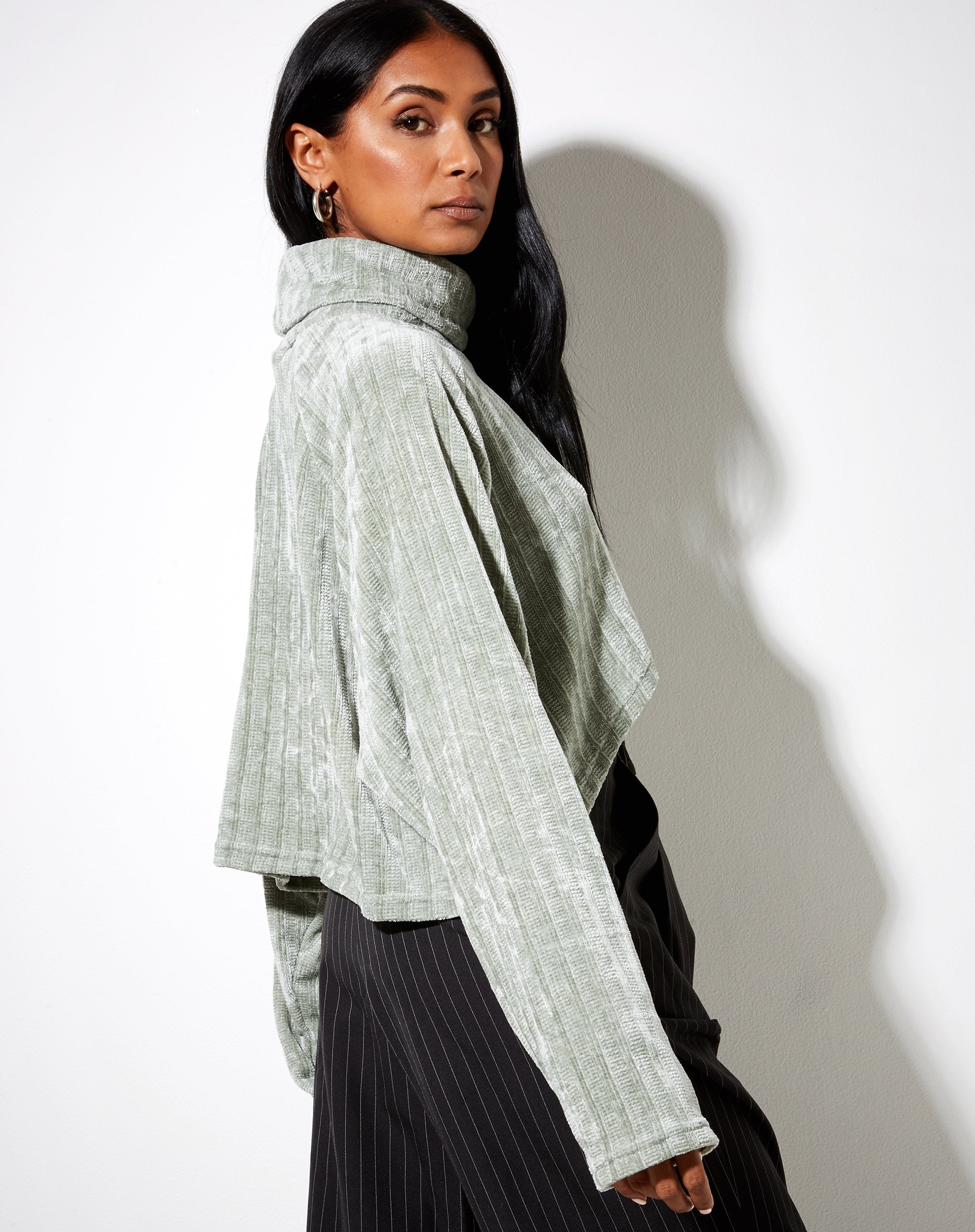 Imagen de Evie Cropped Jumper in Chenille Sage