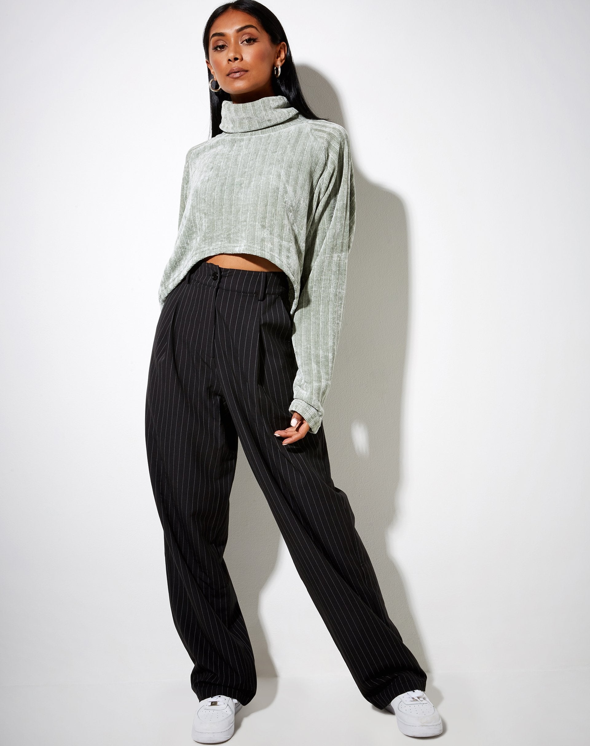 Imagen de Evie Cropped Jumper in Chenille Sage