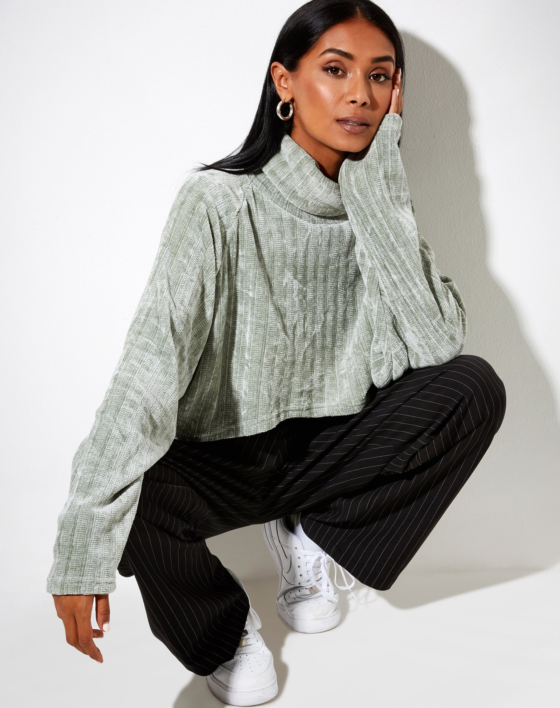 Imagen de Evie Cropped Jumper in Chenille Sage