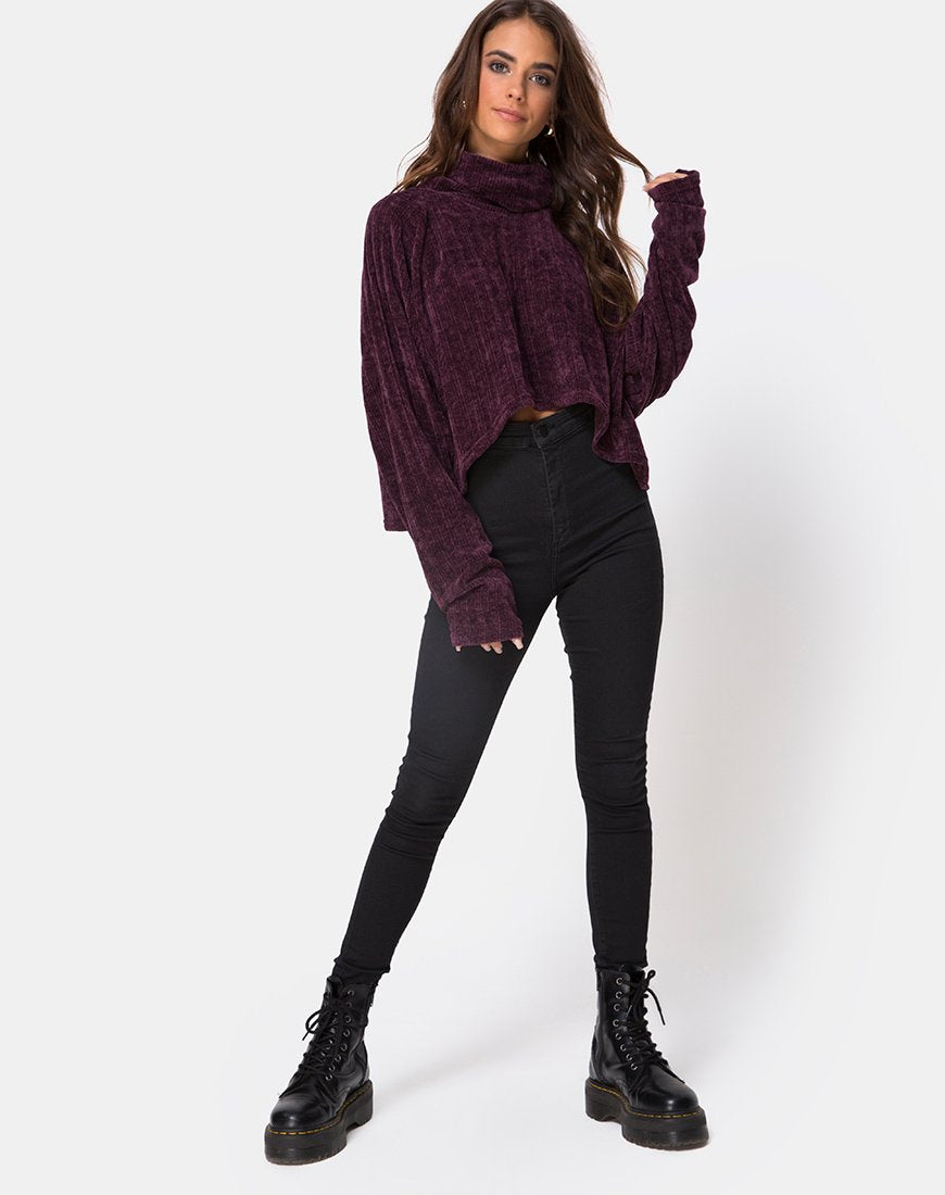 Imagen de la sudadera Evie en chenilla ciruela