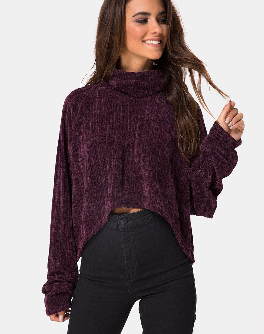 Imagen de la sudadera Evie en chenilla ciruela