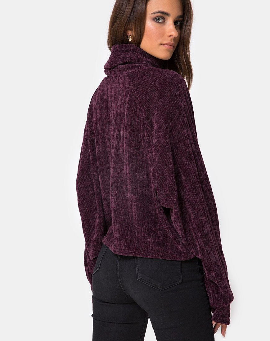Imagen de la sudadera Evie en chenilla ciruela
