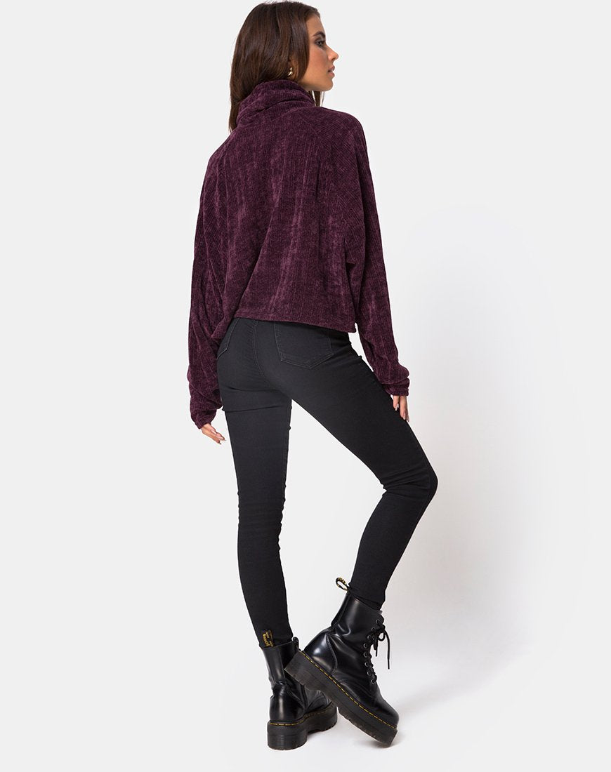 Imagen de la sudadera Evie en chenilla ciruela