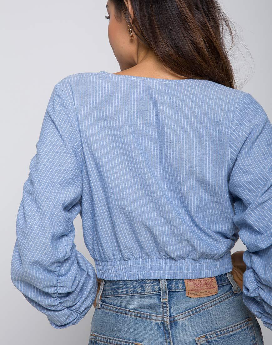 Blusa envolvente Evrilia de rayas azules