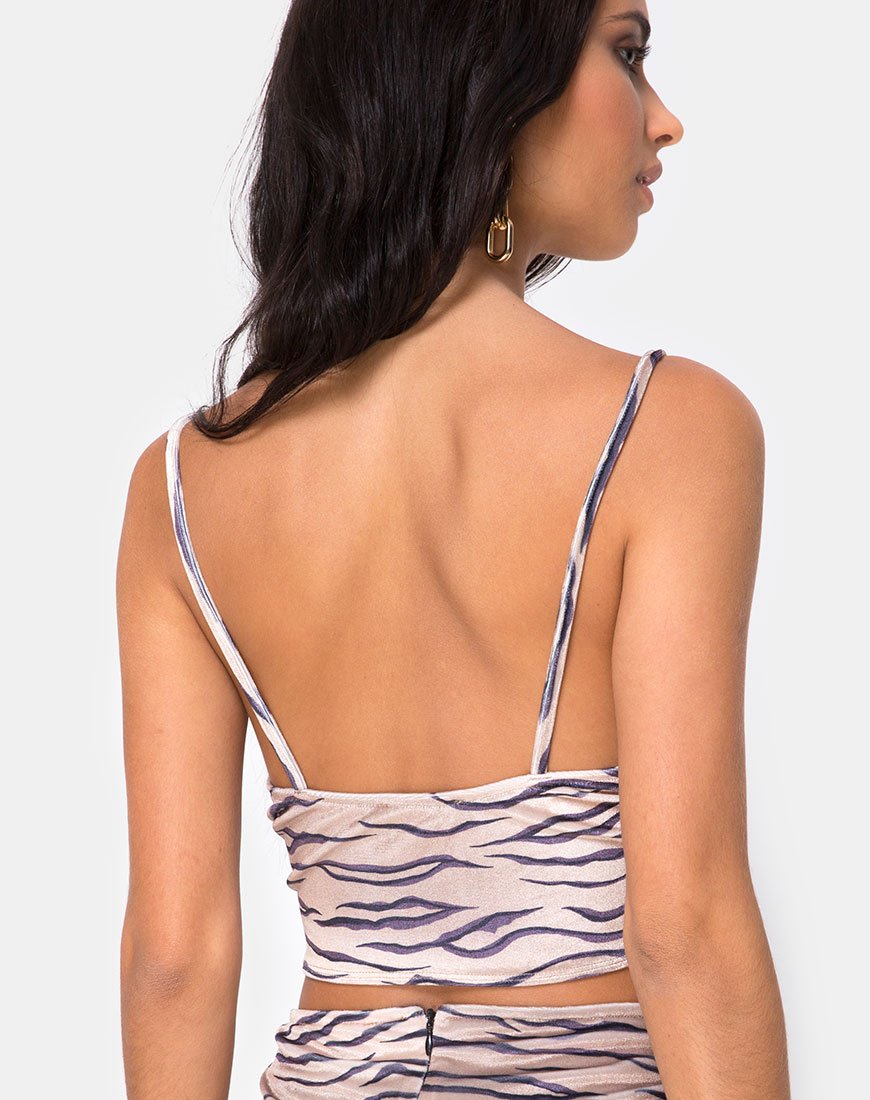 Dyrilla Cropped Bralet de terciopelo Tigre dorado