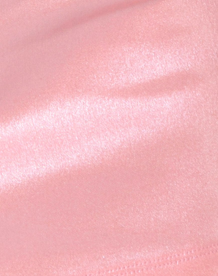 Imagen de la minifalda Ewi en rosa bebé metalizado brillante