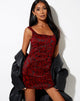 Imagen de Exily Mini Vestido en Brocado Flor Negro y Rojo