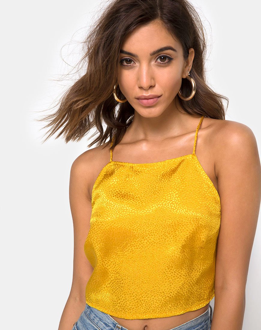 Imagen de Fair Cami Top de satén mostaza
