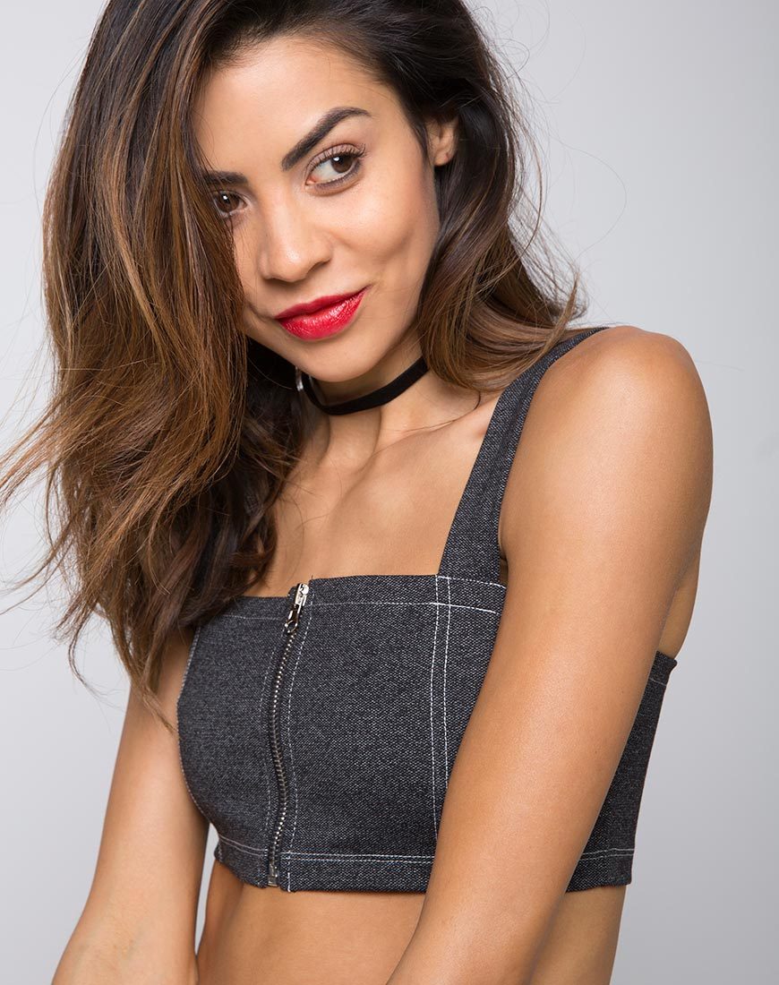 Fallon Crop Top en denim negro