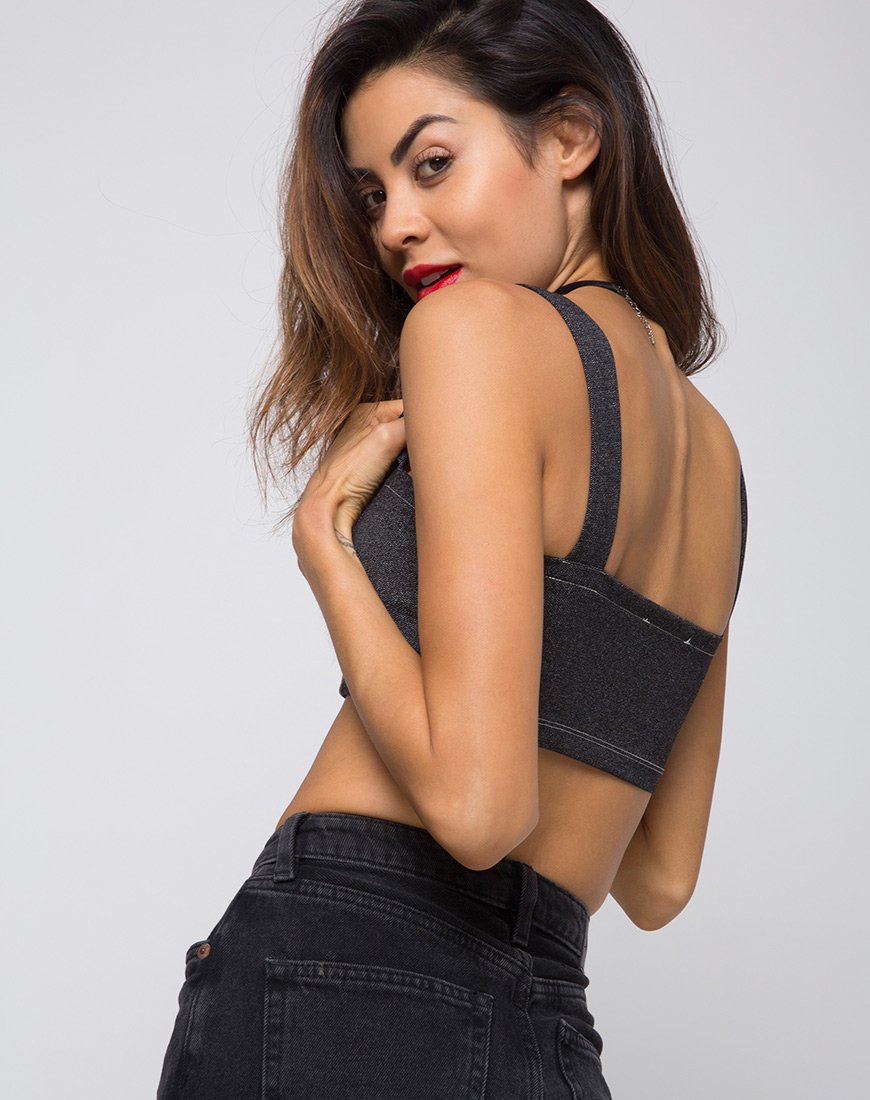 Fallon Crop Top en denim negro