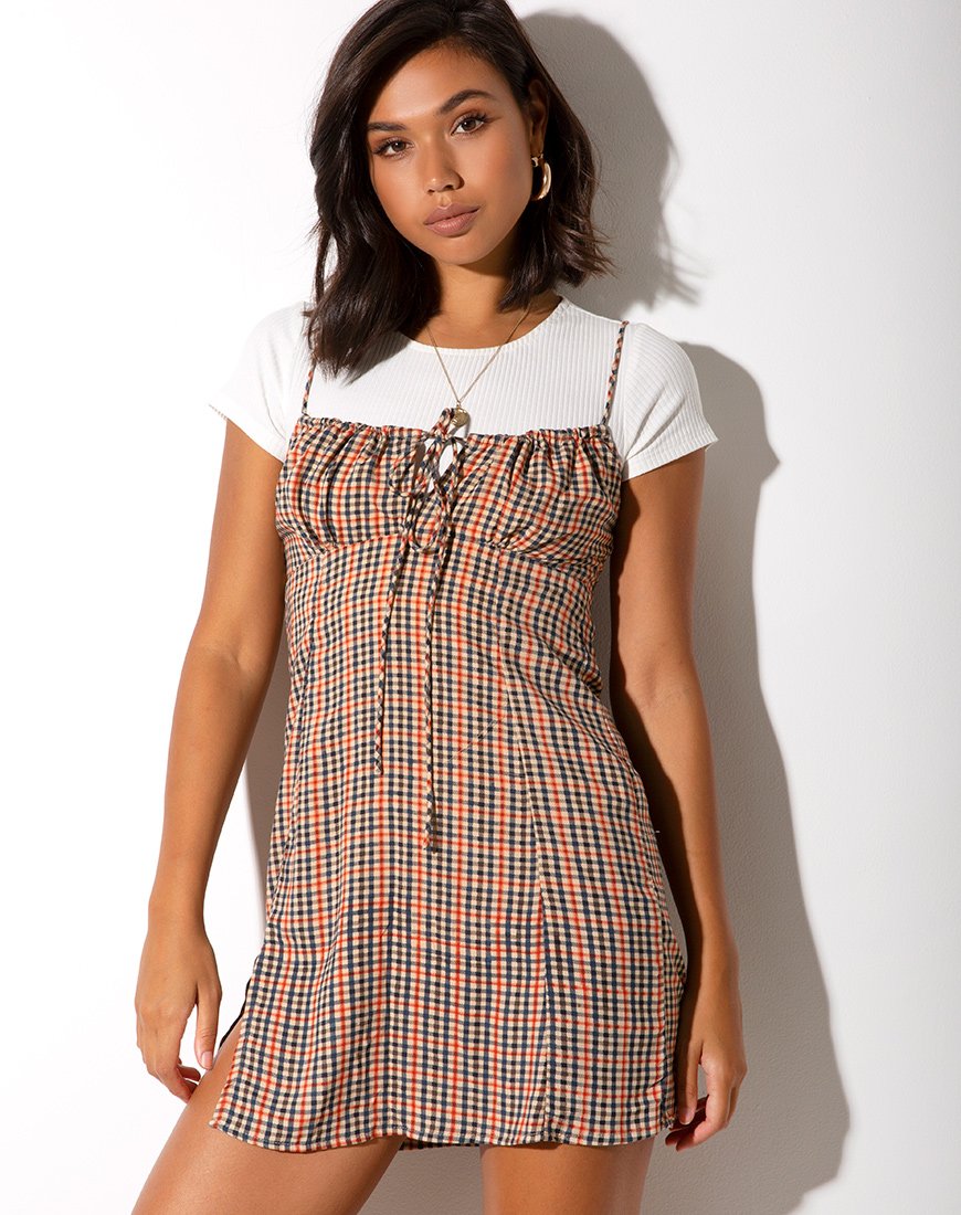 Famala Slip Dress en cuadros campestres