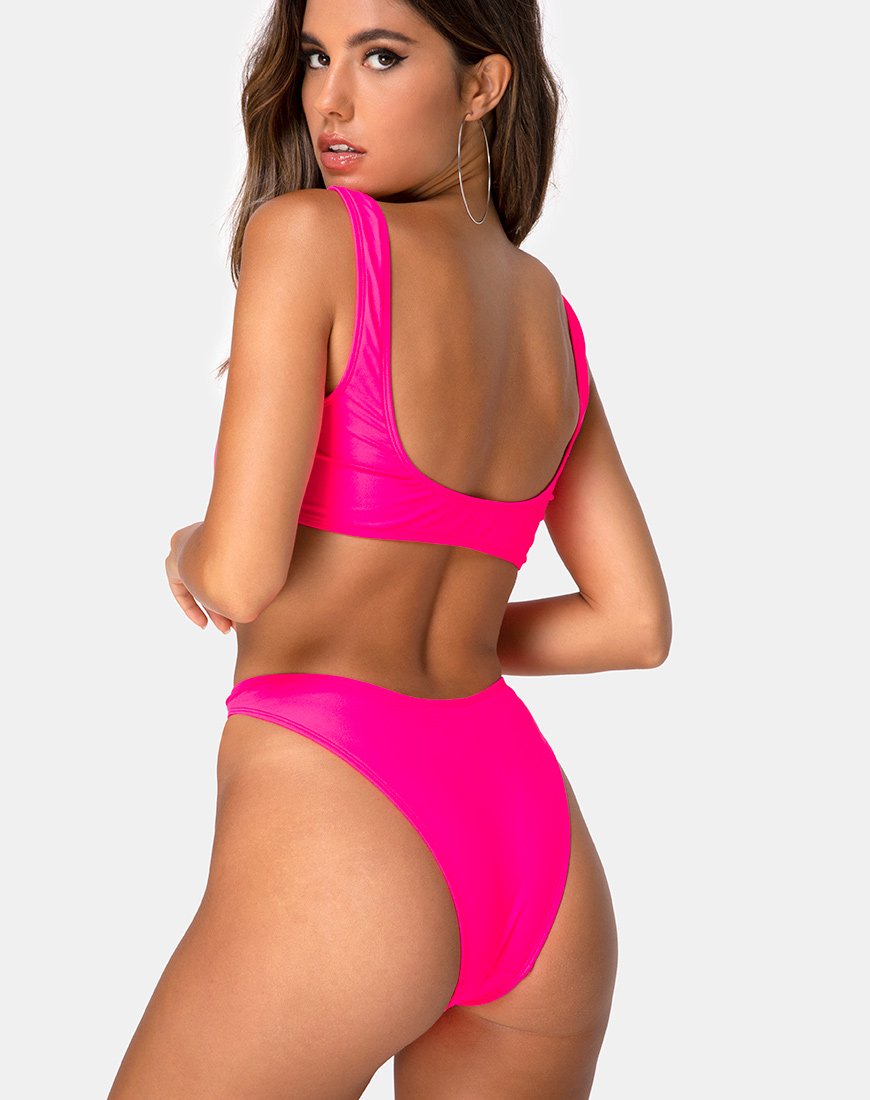 Top de bikini Farida en rosa vivo