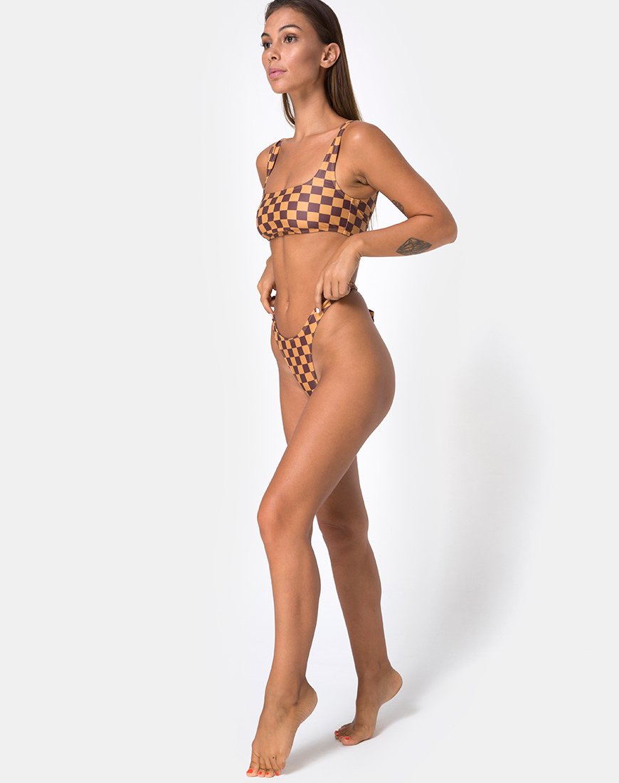 Braguita de bikini Farida, cuadros moca