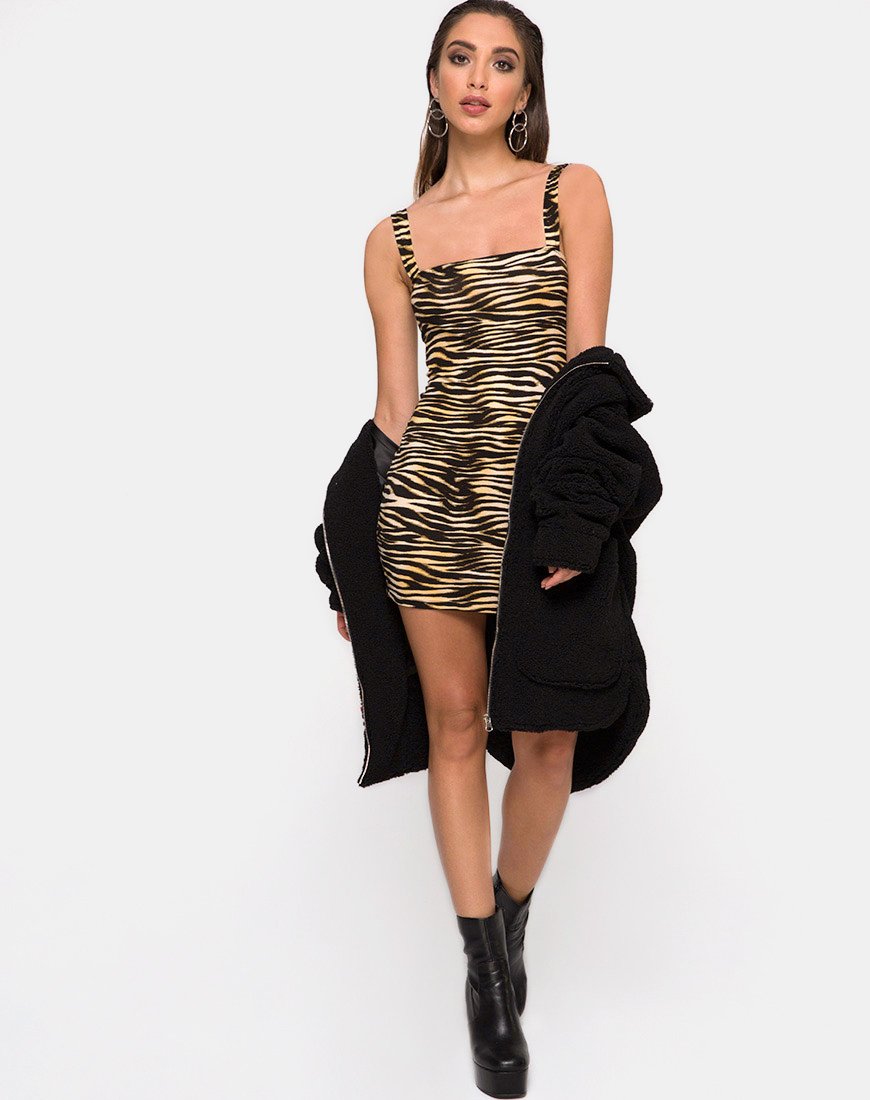 Imagen de Farlie Bodycon Dress in Zips Zebra Marrón