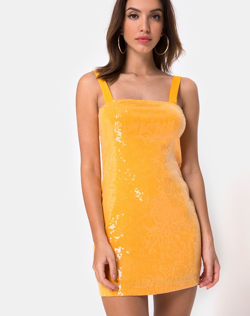 Imagen de Farlie Bodycon Dress in Tangerine with Clear Sequin