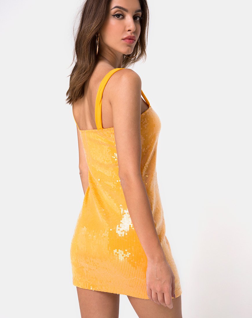 Imagen de Farlie Bodycon Dress in Tangerine with Clear Sequin
