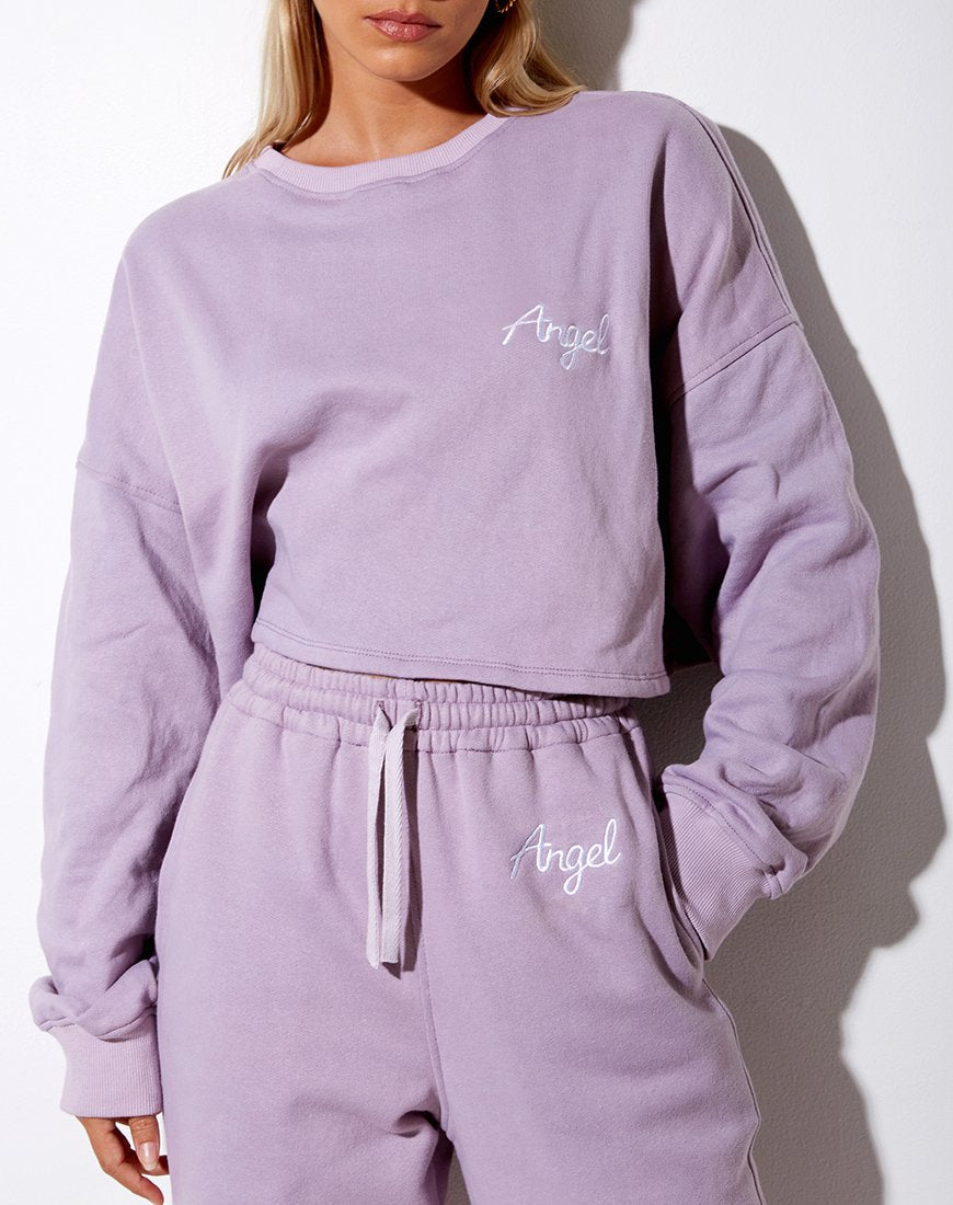 Fawly Crop Top en Violeta 'Angel' Embro en Blanco