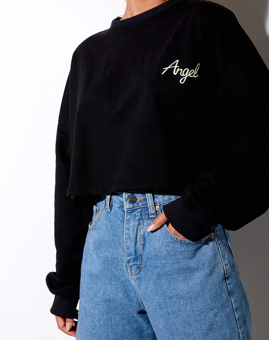 Imagen de Fawly Crop Top en Negro Angel Embro en Verde Neón