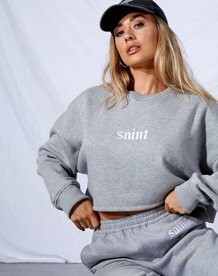 Fawly Crop Top en Marga Gris 'Saint' Embro