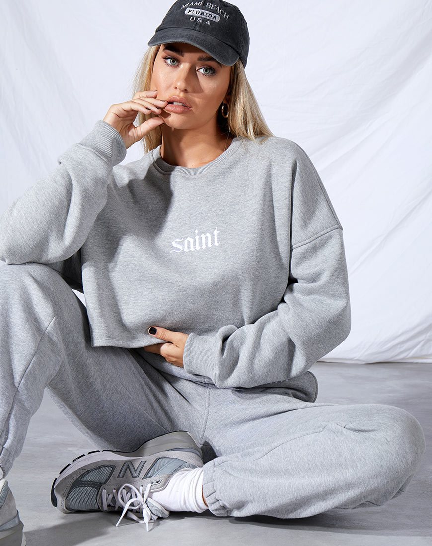 Fawly Crop Top en Marga Gris 'Saint' Embro