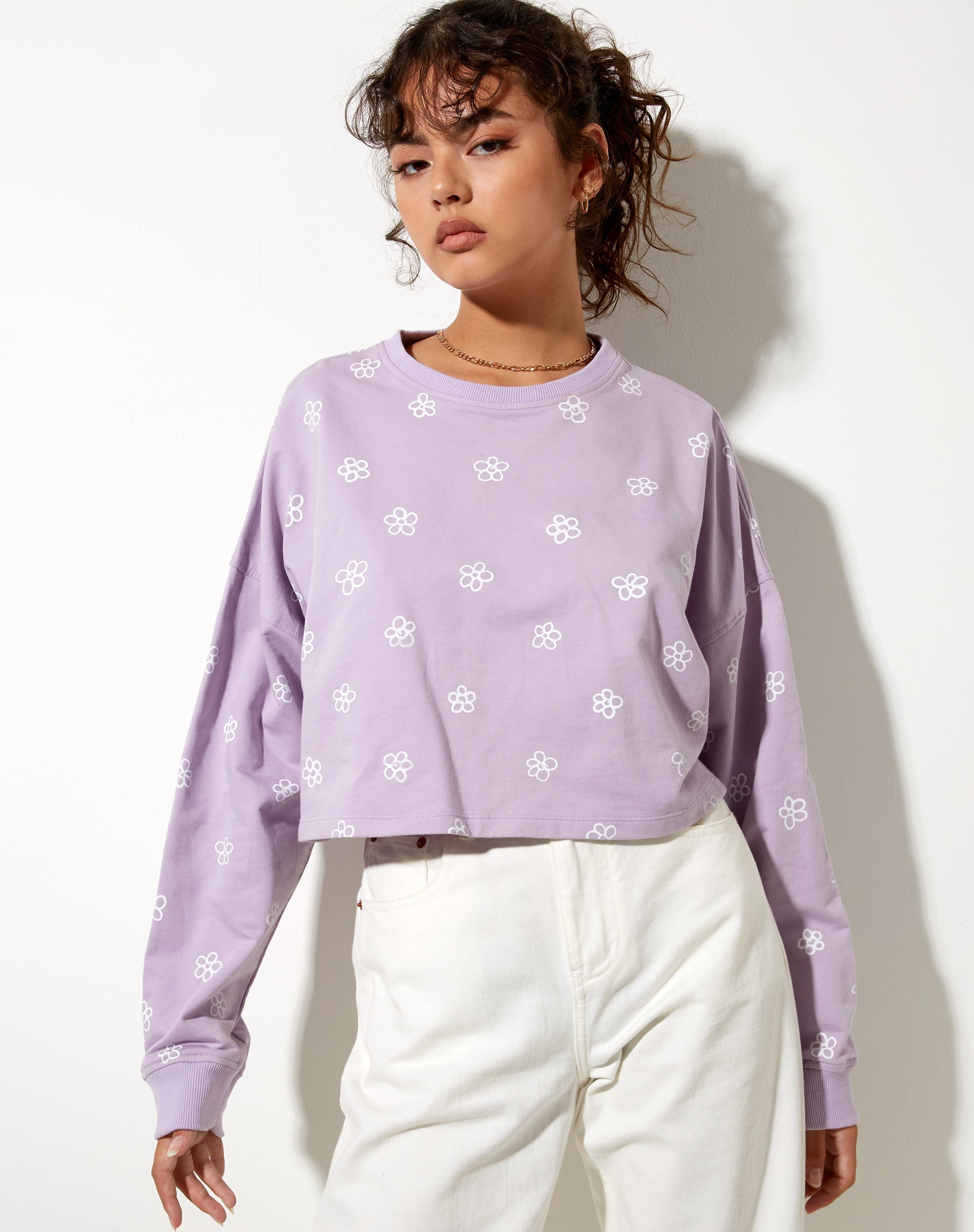 Imagen de Fawly Crop Top en Graffiti Flor Pequeña Lila