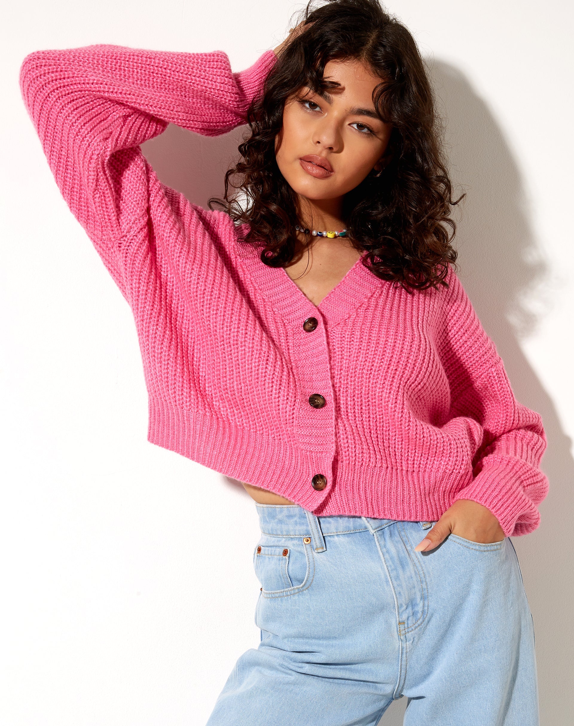 Imagen del cárdigan Faya rosa chicle