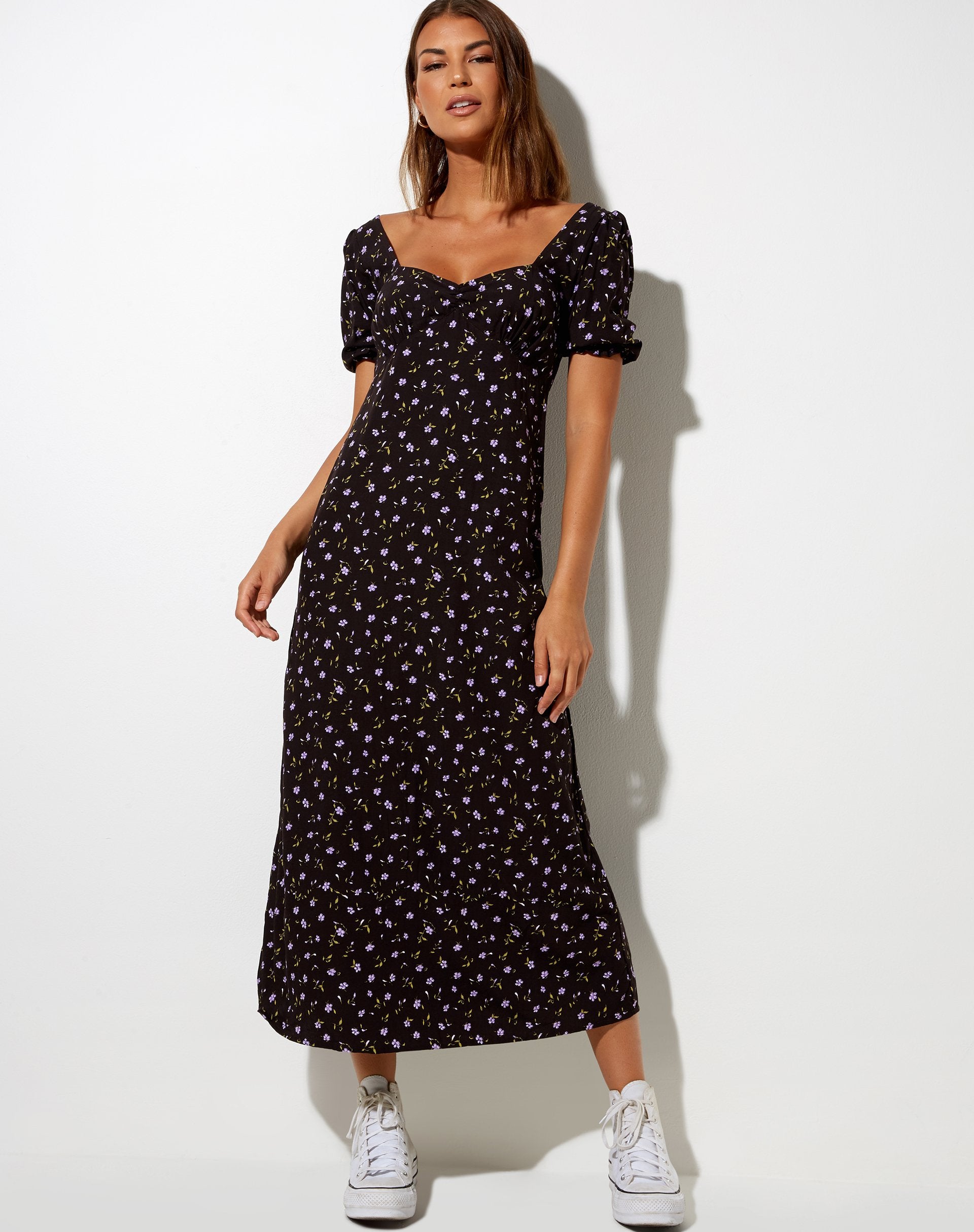 Imagen del vestido Fernanda Midi en Pretty Petal Café y Violeta