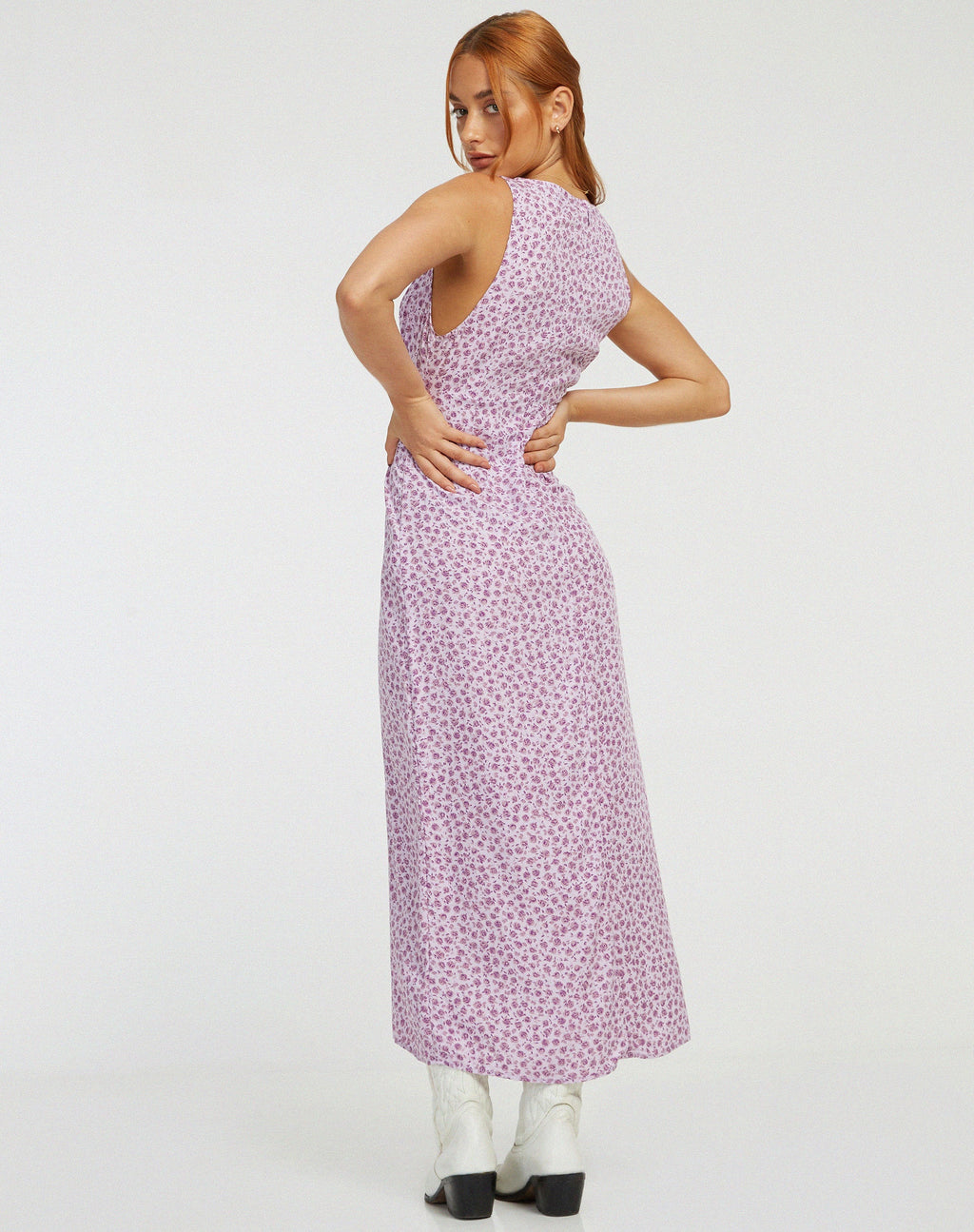 Vestido Fiaso Midi en Ditsy Rose Lila
