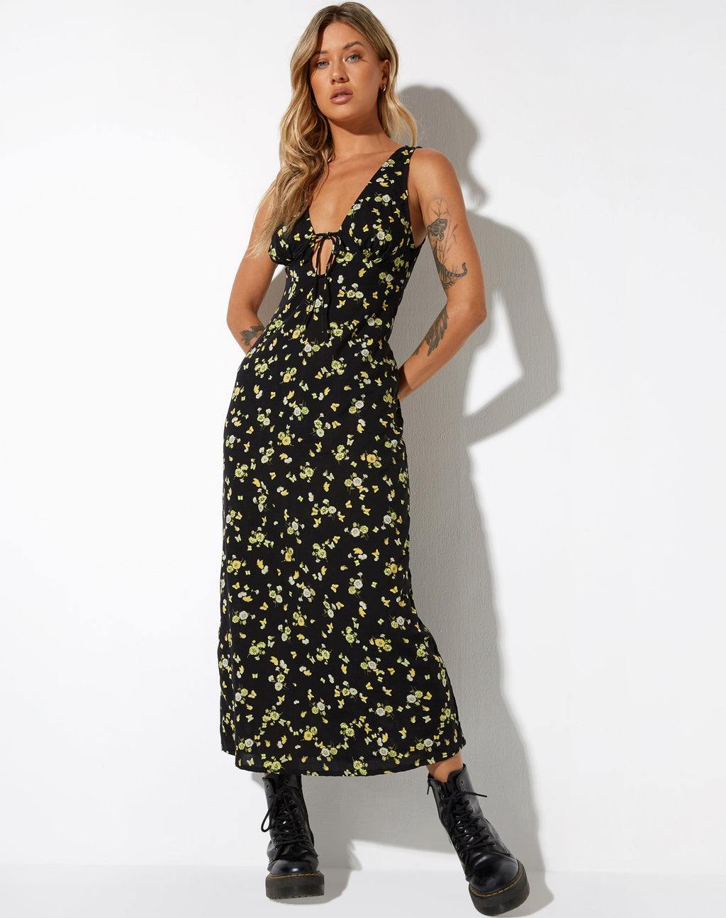 Vestido Midi Fiaso en Limón y Lima Negro
