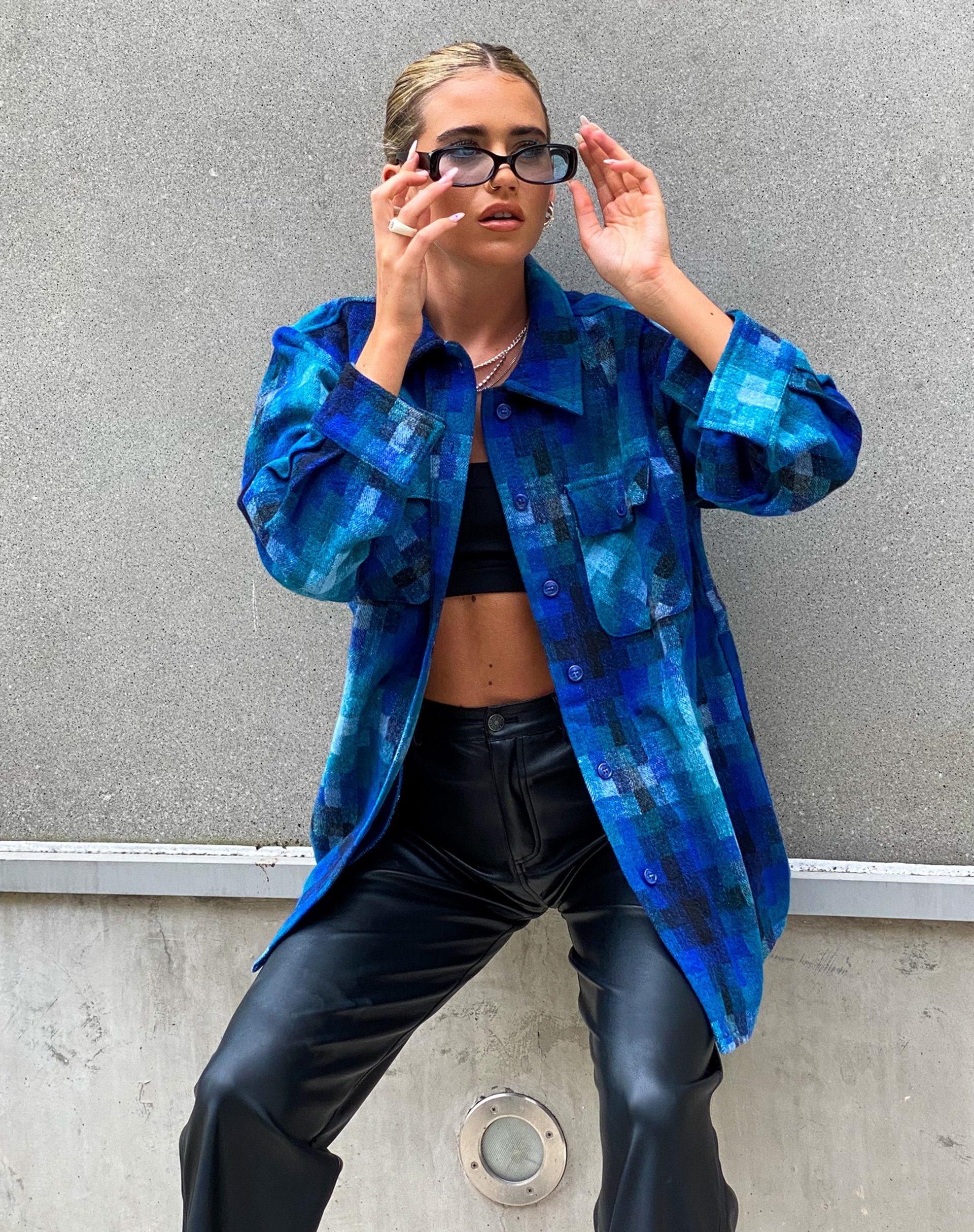 Imagen de MOTEL X OLIVIA NEILL Camisa Medita a cuadros Azul