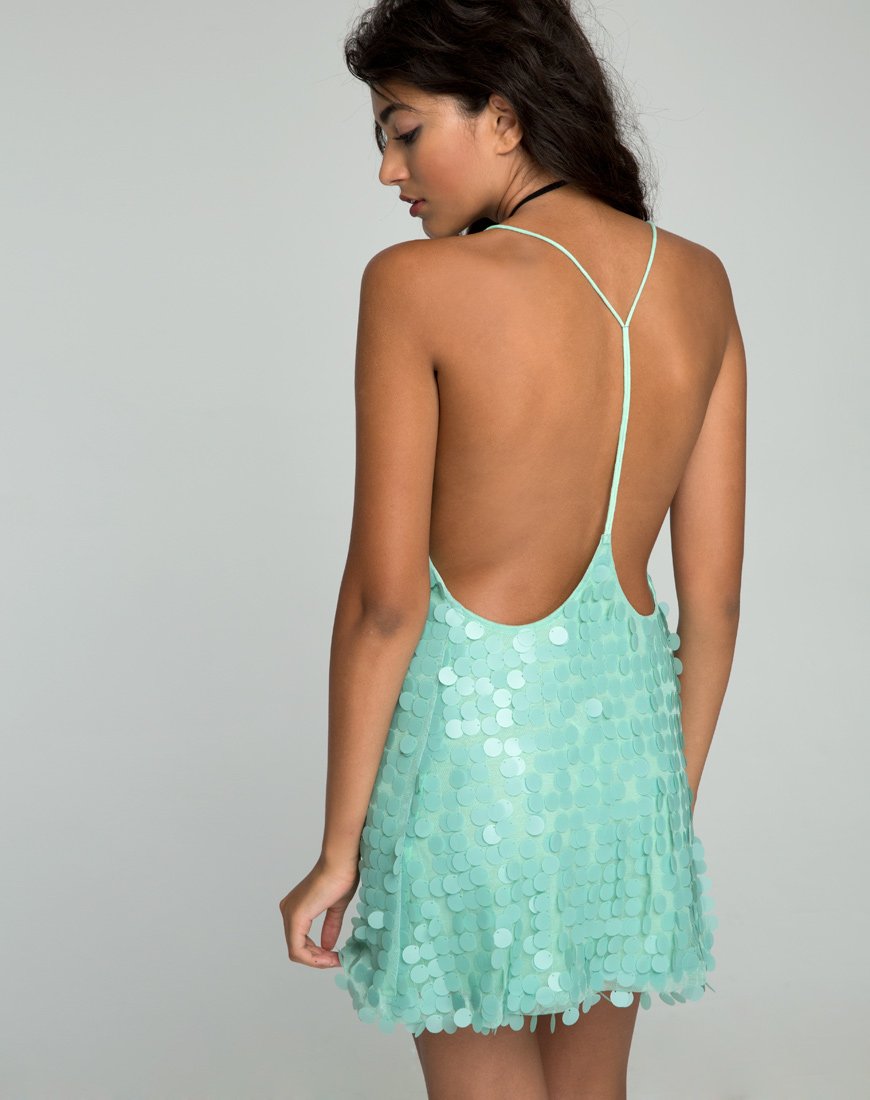 Vestido Finn en lentejuelas disco menta
