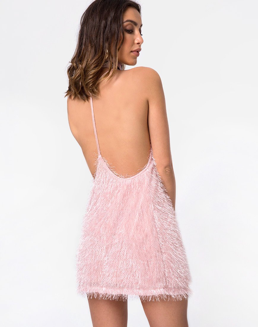 Imagen de Finn Vestido de felpa con flecos Rosa azúcar