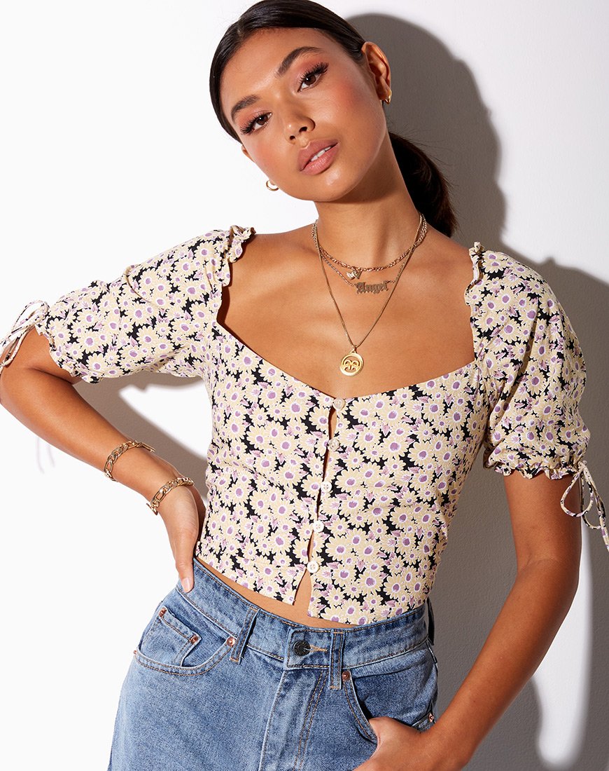 Flaba Crop Top en crema Daisy Day