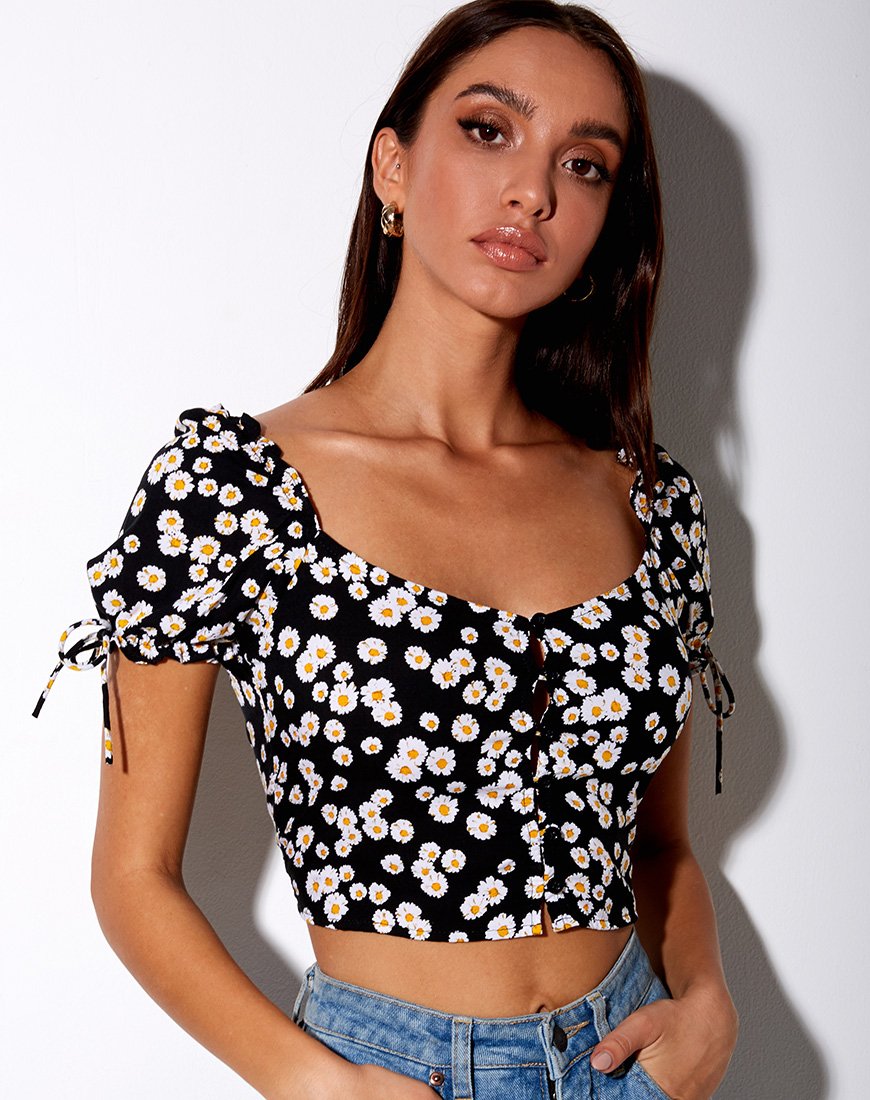Flaba Crop Top en Mini Daisy Negro