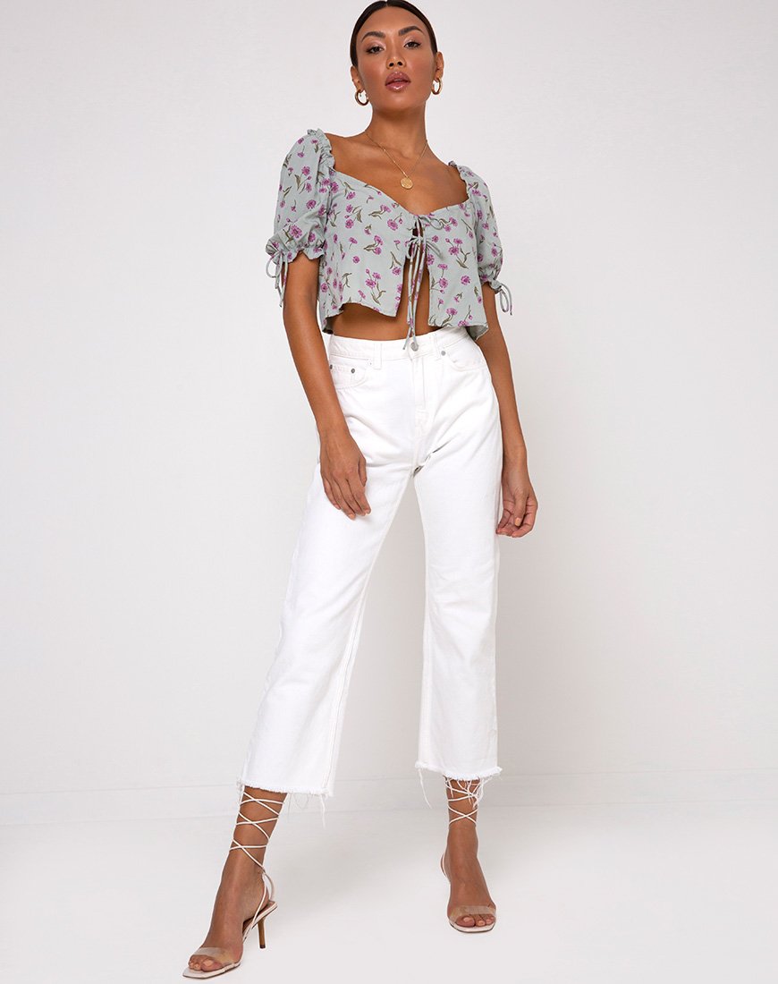 Imagen de la blusa Fleur en Little Petal Dusky Blue