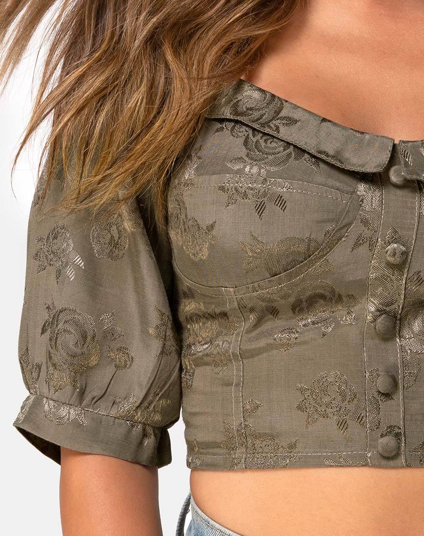 Imagen de Flory Crop Top en satén Rosa Plata Gris