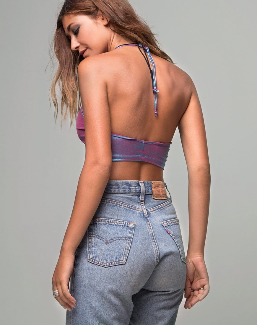 Fonda Crop top en Opal Shimmer metalizado