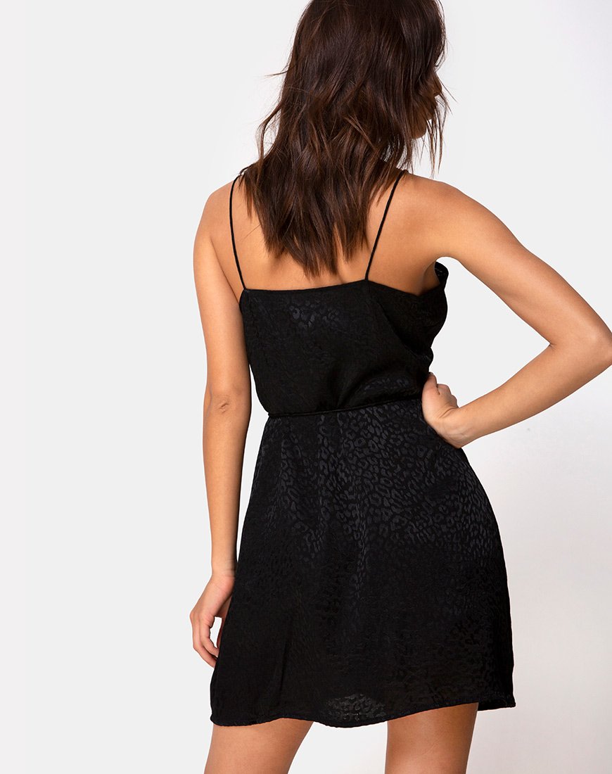 Imagen de Furiosa Wrap Dress in Satin Cheetah Black