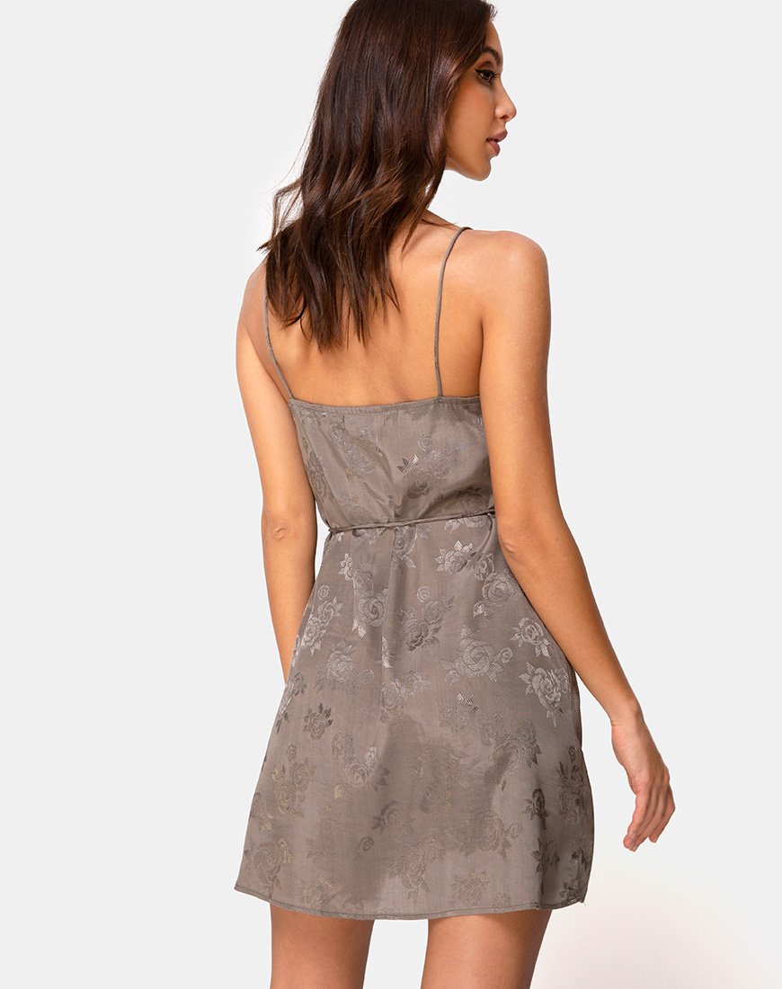 Vestido Furiosa de satén rosa plata gris