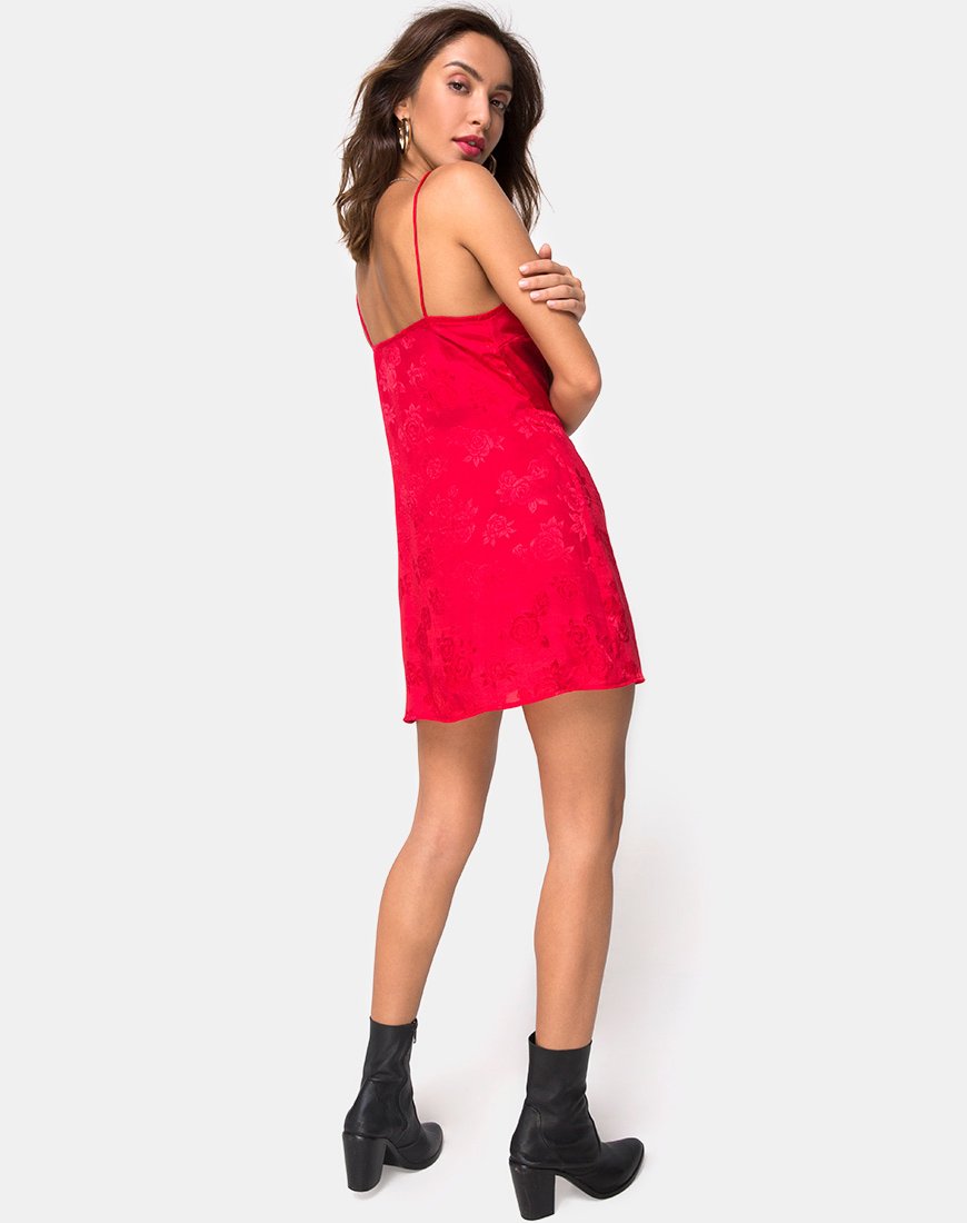 Imagen de Furiosa Wrap Dress in Satin Rose Red