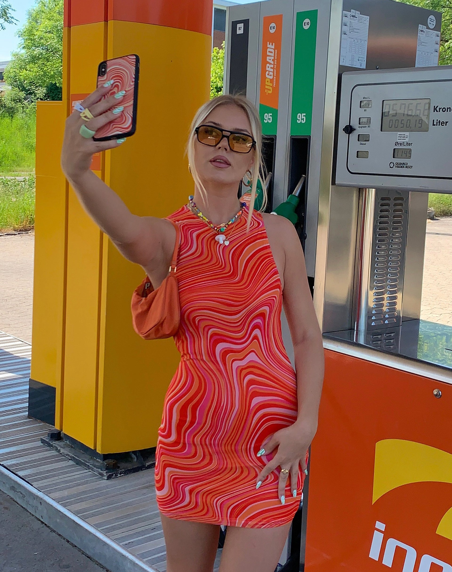 Imagen de Motel X Barbara Kristoffersen Minivestido Brigitta en 70s Ripple Mandarina