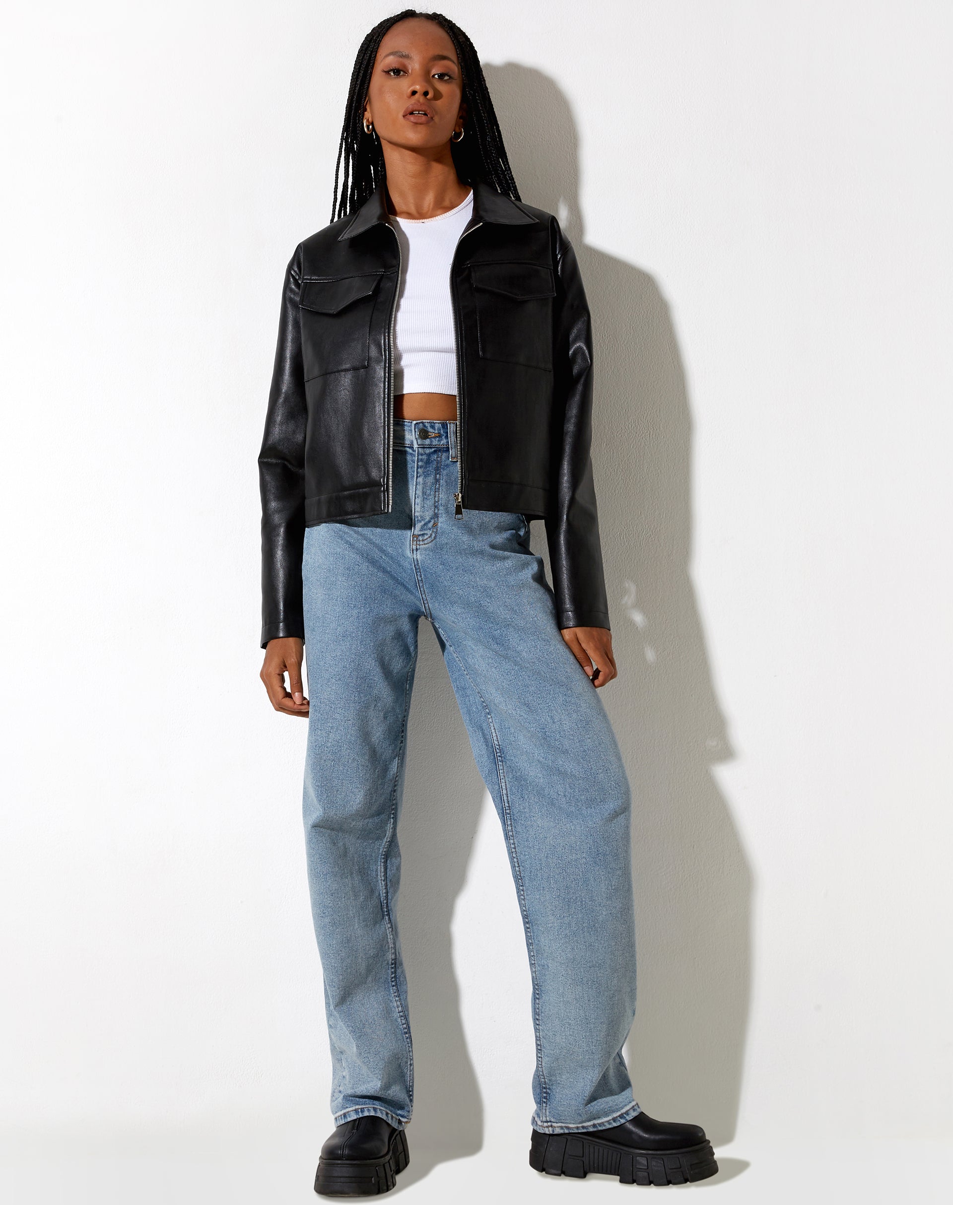 Imagen de la chaqueta Gadar en PU negro
