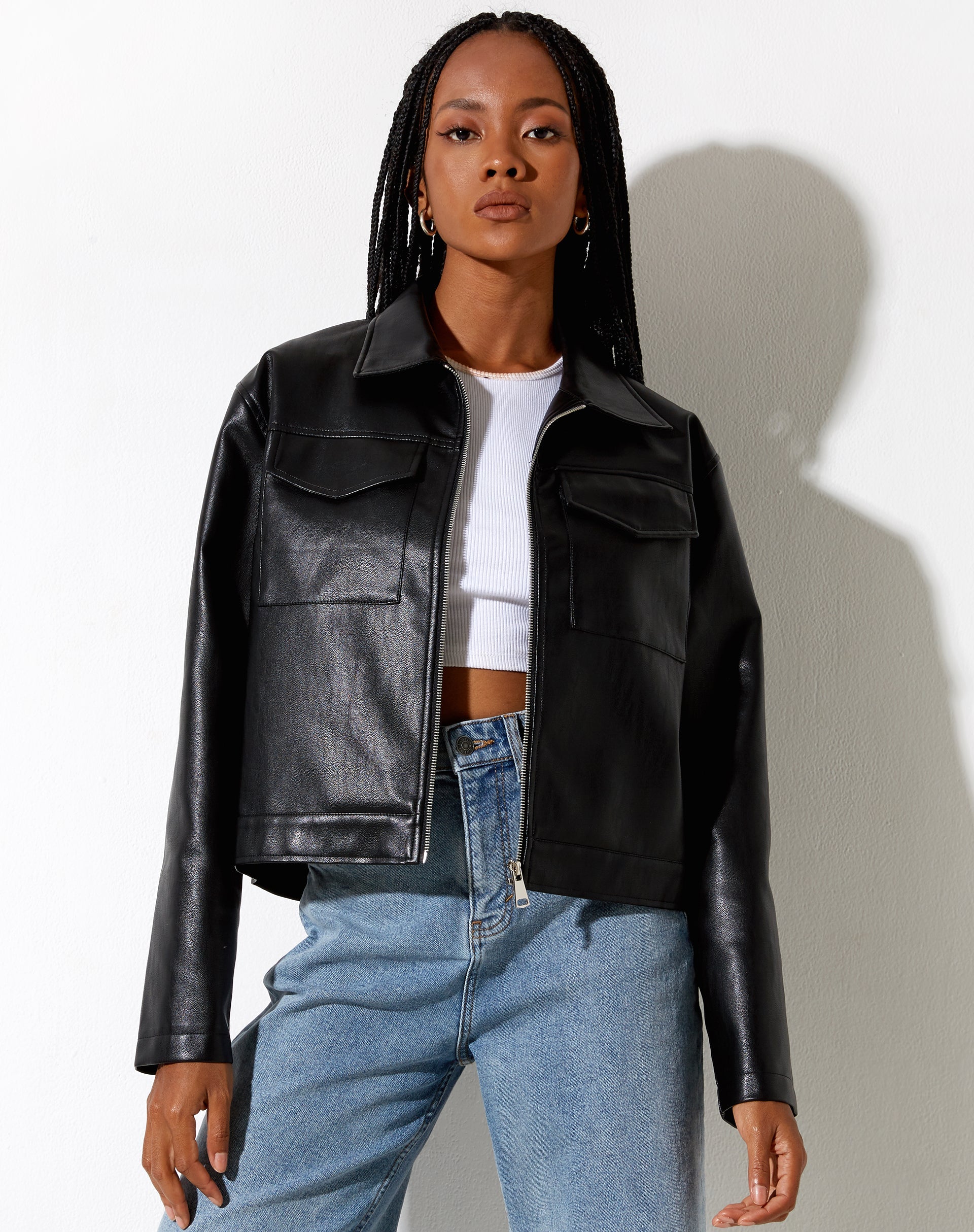 Imagen de la chaqueta Gadar en PU negro